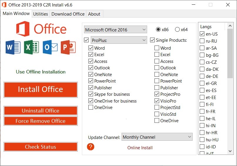 Office 2013-2021 C2R Install / Install Lite 7.5.0.3, Este programa está diseñado para la instalación y activación de Microsoft Office 2013/2016/2019/2021