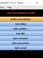 NinjaGram (Instagram Bot) 7.6.4.9, Programa de marketing con funciones automáticas, seguir, me gusta, comentarios, auto seguir y más