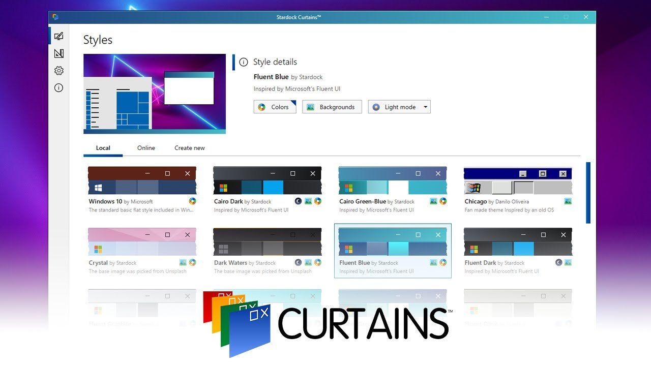 Stardock Curtains 1.19.1, Crea y añade fácilmente modos de estilo adicionales a Windows 10