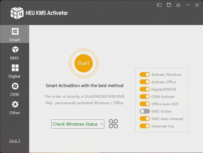 HEU KMS Activator v30.0, Es un programa de activación de Windows y Office fácil de usar que puede activar Windows 10, 11 y MS Office 2021 en 1 clic.