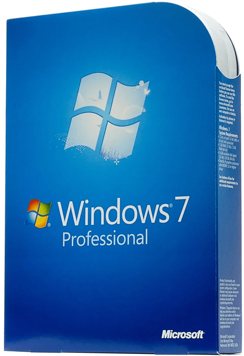 Windows 7 Professional SP1 box cover poster